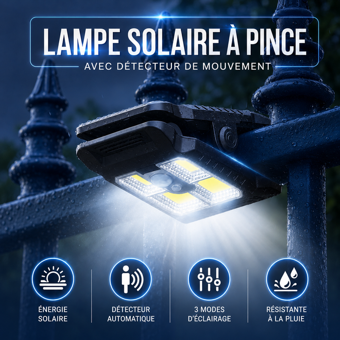 Lampe Solaire à Clip Extérieur avec Détecteur de Mouvement
